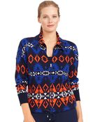 Lauren by Ralph Lauren Plus Printed Full Zip Sweater - Lyst