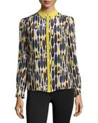 M Missoni Silk Button-Down Blouse - Lyst
