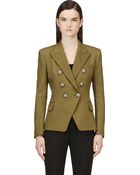 Balmain Khaki Double_breasted Blazer - Lyst
