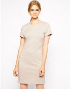 Ganni Shift Dress With Short Sleeves - Lyst