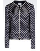 Armani Collarless Honeycomb Jacquard Jacket - Lyst