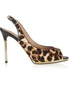 Valentino Studded Leopard-Print Calf Hair Slingbacks - Lyst