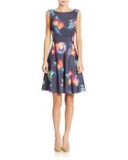 Betsey Johnson Floral Fit And Flare Dress - Lyst