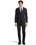 Armani Black Bar Stripe Wool 'M Line' 2-Button Suit With Flat Front Pants - Lyst