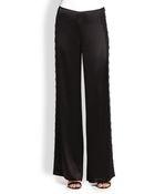 St. John Wide-Leg Beaded Liquid Satin Pants - Lyst