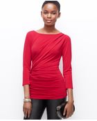 Ann Taylor Crepe Side Ruched Top - Lyst