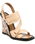 Derek Lam Gillis Snakeskin-Embossed Leather Wedge Sandals - Lyst