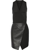 Tibi Silk, Ponte And Leather Dress - Lyst