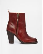 Selected Carol Cognac Leather Heeled Ankle Boots - Lyst