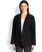 Eileen Fisher Open-Front Silk Crepe Jacket - Lyst