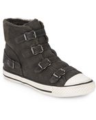 Ash Virginy Shearling-Trim Suede High-Top Sneakers - Lyst