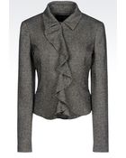 Armani Jeans Jacket In Wool With Ruches - Lyst