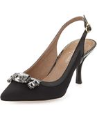 Donald J Pliner Elba Crepe/Patent Slingback Pump - Lyst