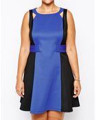 Asos Curve Exclusive Skater Dress In Color Block - Lyst