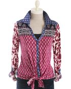 Lucky Brand Corte Madera Mixed Print Tie-front Top - Lyst