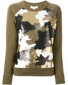 MICHAEL Michael Kors Sequinned Camouflage Pattern Top - Lyst