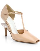 Maison Margiela Leather T-Strap Cutout-Heel Pumps - Lyst