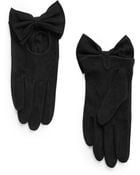 Mango Bow Leather Gloves - Lyst