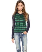 Raquel Allegra Raglan Pullover - Green Stripe - Lyst