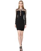 Elie Saab Viscose Crepe Cady And Lace Dress - Lyst