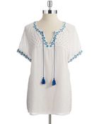 Vintage America Embroidered Peasant Top - Lyst