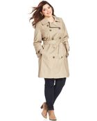London Fog Plus Size Belted Double-Breasted Trench Coat - Lyst