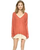 Free People Sadie V Pullover Sweater - Oatmeal - Lyst