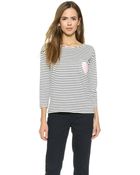 Chinti & Parker Heart Pocket Tee - Off White/Navy Stripe - Lyst