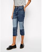 Cheap Monday Teddy Fake Blue Boyfriend Jeans With Patch Details - Lyst