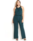 Calvin Klein Plus Size Sequin-Trim Halter-Neck Jumpsuit - Lyst