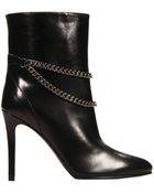Saint Laurent Ankle Boots Heel 10 Low Boot Leather And Chain - Lyst
