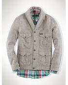 Polo Ralph Lauren Fleece Shawl Cardigan - Lyst