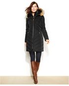 Jones New York Faux-Fur-Trim Hooded Down Puffer Coat - Lyst