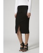 Topshop Ponte Split Front Tube Skirt - Lyst