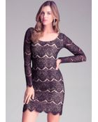Bebe Long Sleeve Lace Dress - Lyst