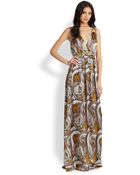 Issa Printed Silk Satin Gown - Lyst