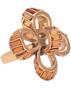 Oscar de la Renta Gold Tone And Swarovski Crystal Bow Ring - Lyst