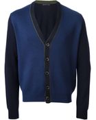 Etro Contrast Vneck Cardigan - Lyst