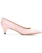 Miu Miu Suede Kitten-Heel Pumps - Lyst