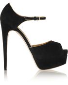 Brian Atwood Suede Peep-Toe Platform Pumps - Lyst