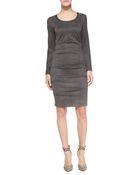 Nicole Miller Artelier Long-Sleeve Ruched Faux-Suede Dress - Lyst