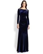 Teri Jon Velvet Slit-Shoulder Gown - Lyst