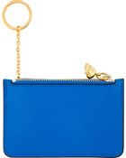 Alexander McQueen Blue Leather Skull Zip Pouch - Lyst