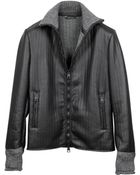 Forzieri Men'S Black And Gray Wool Leather Motorcycle Zip Jacket - Lyst