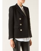 Saint Laurent Black Virgin Wool Felt Double Breasted Jacket - Lyst