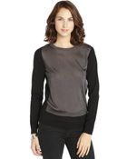 Tahari Black And Grey Knit 'Zarra' Colorblock Sweater - Lyst