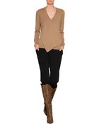 Michael Kors Cashmere-Cotton Asymmetric Hem Pullover - Lyst