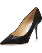 Jimmy Choo Agnes Glitter Lace Pump - Lyst