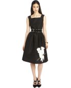 Oscar de la Renta Parrot Embroidered Silk Faille Dress With Self Belt - Lyst