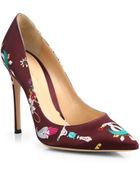 Mary Katrantzou Lisa Printed Satin Pumps - Lyst